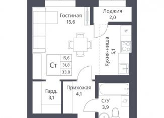 Продажа квартиры студии, 33.8 м2, Новосибирск, метро Заельцовская, улица Декоративный Питомник, 8