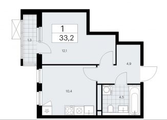 1-ком. квартира на продажу, 33.2 м2, Москва, деревня Николо-Хованское, 3