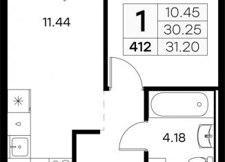 Продается однокомнатная квартира, 31.2 м2, городской посёлок Новоселье