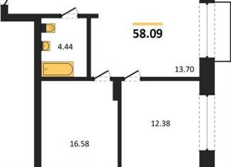 Продаю трехкомнатную квартиру, 58.1 м2, Новосибирск, Калининский район