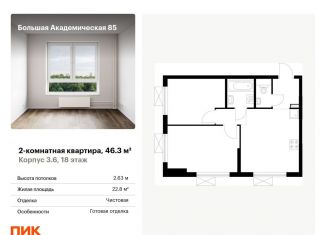 2-комнатная квартира на продажу, 46.3 м2, Москва