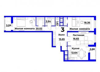 Продаю трехкомнатную квартиру, 95.4 м2, Пенза, улица Лозицкой, 1А, Октябрьский район