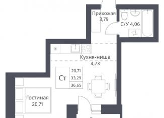 Продается квартира студия, 33.3 м2, Новосибирск, Калининский район