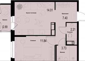 Продам однокомнатную квартиру, 40.1 м2, Мурино