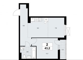 Продаю двухкомнатную квартиру, 43.2 м2, Москва, ДСК Актер, 6с1