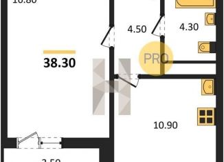 1-комнатная квартира на продажу, 38.3 м2, Воронеж, Центральный район, улица Шишкова, 140Б/6