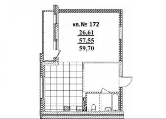 Продается квартира студия, 59.7 м2, Новосибирск, Садовая улица, 17