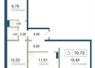 Продается трехкомнатная квартира, 70.7 м2, Красноярский край, улица Елены Стасовой, 48А