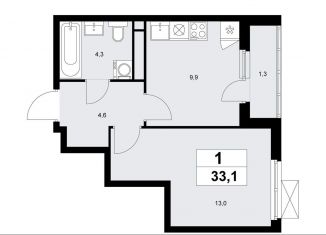 Продам 1-ком. квартиру, 33.1 м2, Москва, деревня Николо-Хованское, 3