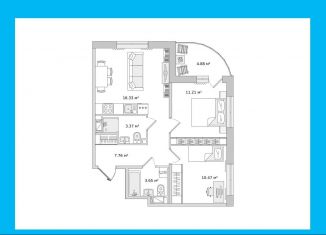 Продаю 2-ком. квартиру, 57.7 м2, Санкт-Петербург, ЖК ЦДС Дримлайн