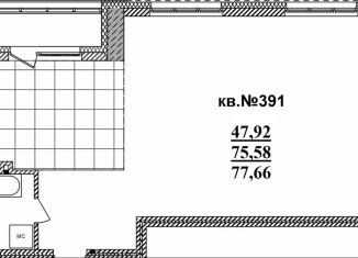 Квартира на продажу студия, 77.7 м2, Новосибирск, Садовая улица, 17