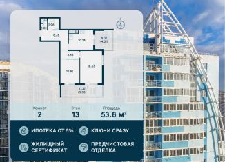 Продаю 2-комнатную квартиру, 53.8 м2, Краснодар, улица Автолюбителей, 1Длит4, микрорайон Гидрострой