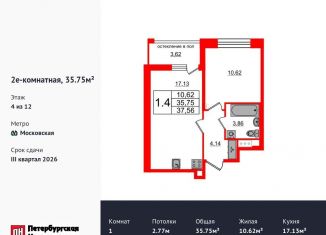 Продажа 1-ком. квартиры, 35.8 м2, Санкт-Петербург, метро Ленинский проспект, Кубинская улица, 78к2