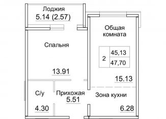 Однокомнатная квартира на продажу, 45.1 м2, рабочий посёлок Краснообск, 3-й микрорайон, 12А