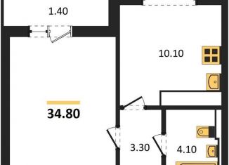 Однокомнатная квартира на продажу, 34.8 м2, Воронеж, улица Загоровского, 13к2