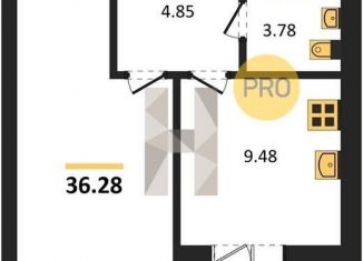 1-комнатная квартира на продажу, 36.3 м2, Воронеж, улица Курчатова, 26Б