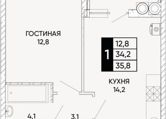 Продам 1-комнатную квартиру, 35.8 м2, Ростовская область