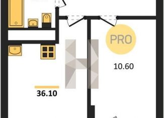 Продажа однокомнатной квартиры, 36.1 м2, Воронеж, улица Фёдора Тютчева, 93/4, Железнодорожный район