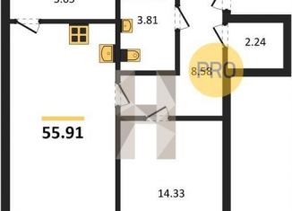 Продается однокомнатная квартира, 55.9 м2, Воронеж, Коминтерновский район