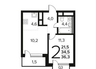 Продажа 2-ком. квартиры, 36.3 м2, поселение Десёновское