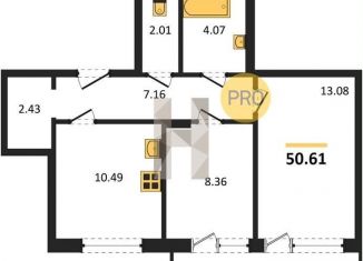 2-комнатная квартира на продажу, 50.6 м2, Воронеж, Левобережный район, Ленинский проспект, 108А