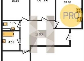 Трехкомнатная квартира на продажу, 87.7 м2, Воронеж, Советский район, улица Курчатова, 26Б