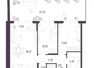 Продается 2-комнатная квартира, 85.5 м2, Рязань