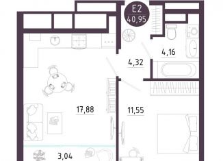 Продам 1-комнатную квартиру, 41 м2, Рязань