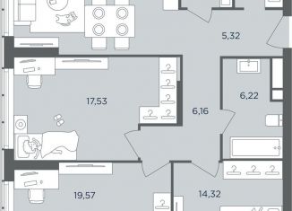 Продам 3-ком. квартиру, 95.5 м2, Москва, Пресненский район