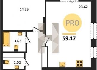 Продается однокомнатная квартира, 59.2 м2, Воронежская область