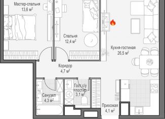 Продается двухкомнатная квартира, 73 м2, Москва, Минская улица, 7, район Фили-Давыдково