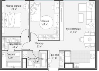 2-ком. квартира на продажу, 77.3 м2, Москва, район Раменки, проспект Генерала Дорохова, 39к2А