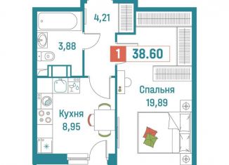 Продам однокомнатную квартиру, 38.6 м2, Мурино