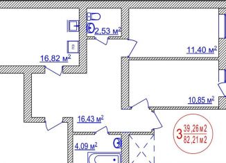 Продаю 3-ком. квартиру, 82.2 м2, Республика Башкортостан, улица Лётчиков, 1/9