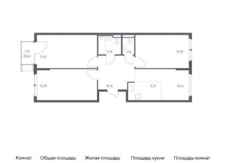 Трехкомнатная квартира на продажу, 81.2 м2, Москва, жилой комплекс Остафьево, к22