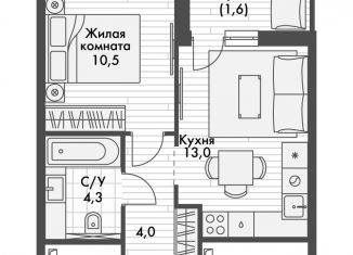 Продам 1-комнатную квартиру, 33.4 м2, поселок Октябрьский