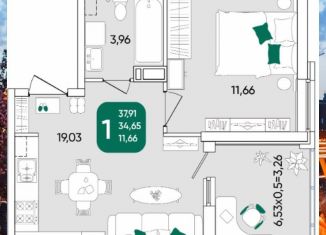 1-ком. квартира на продажу, 37.8 м2, Краснодар, Прикубанский округ, микрорайон Любимово, 16/1