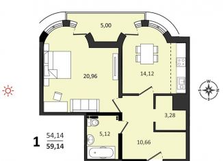 Продается 1-ком. квартира, 59.1 м2, Хабаровский край