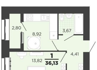 Продаю 1-комнатную квартиру, 36.1 м2, Рязань