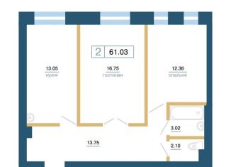 Продается 2-комнатная квартира, 61 м2, Красноярск, ЖК Новоостровский