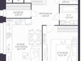 Однокомнатная квартира на продажу, 50.7 м2, Нижний Новгород, Нижегородский район