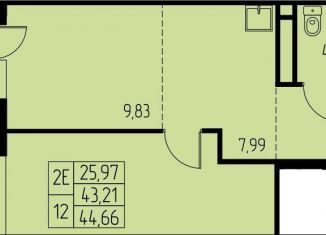 Продаю 1-комнатную квартиру, 43.2 м2, Московская область, микрорайон Дружный, 14