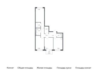 Продам 3-комнатную квартиру, 71.6 м2, Тюменская область, жилой комплекс Чаркова 72, 2.2