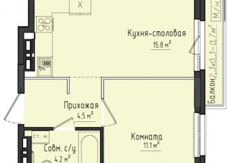 Продается 1-комнатная квартира, 35.8 м2, село Первомайский, ЖК Город Оружейников, жилой комплекс Город Оружейников, 23