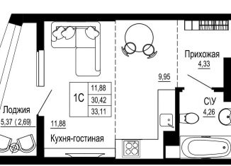 Продажа квартиры студии, 33.1 м2, Ростов-на-Дону, Привокзальная площадь, 3Б