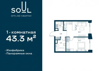 Продам однокомнатную квартиру, 43.3 м2, Москва, метро Аэропорт, Часовая улица, 30с2