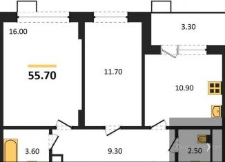 Продам 2-комнатную квартиру, 55.8 м2, Воронеж, Железнодорожный район