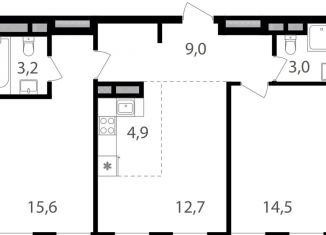 Продам 2-ком. квартиру, 62.9 м2, Москва