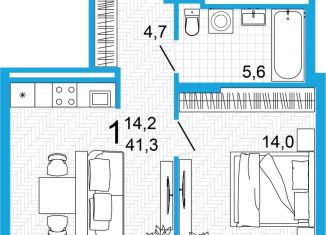 Продаю 1-ком. квартиру, 41.3 м2, Республика Башкортостан, улица Аксакова, 14