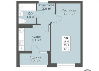 Продам однокомнатную квартиру, 37.1 м2, Ставрополь, Промышленный район